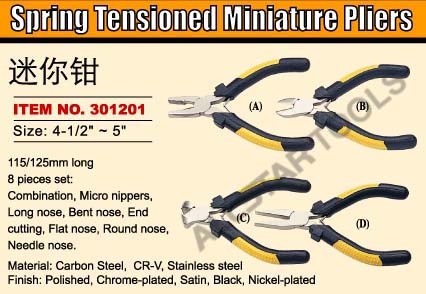 Spring tensioned miniature pliers