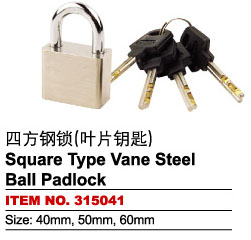 square type vane steel ball padlock
