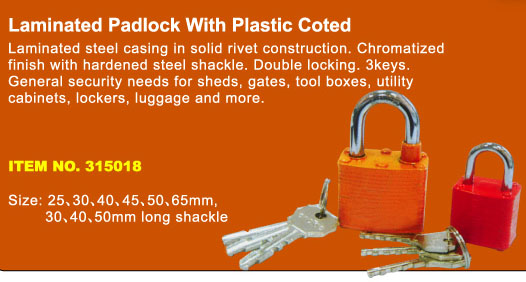 laminated padlock with plastic coted