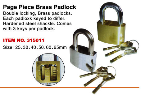 page piece brass padlock