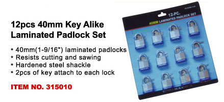 12pcs 40mm key alike laminated padlock set